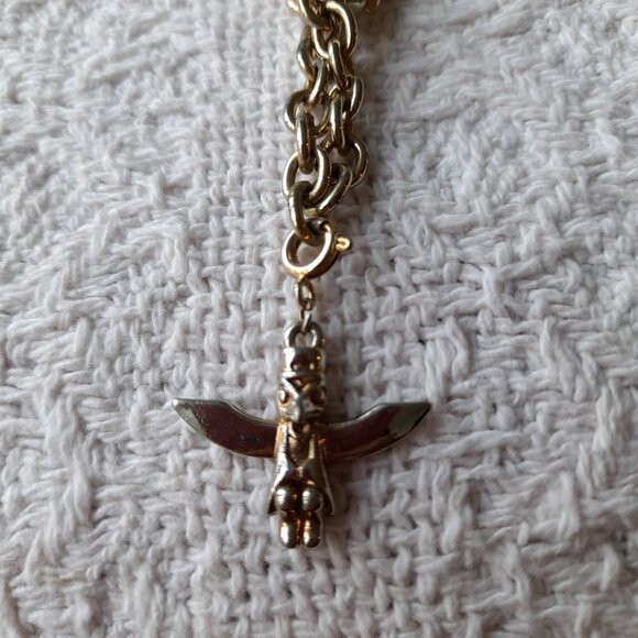 Vintage Charm Bracelet Eagle Totem Salmon Bear Gold Tone Diamonds International - Picture 5 of 15